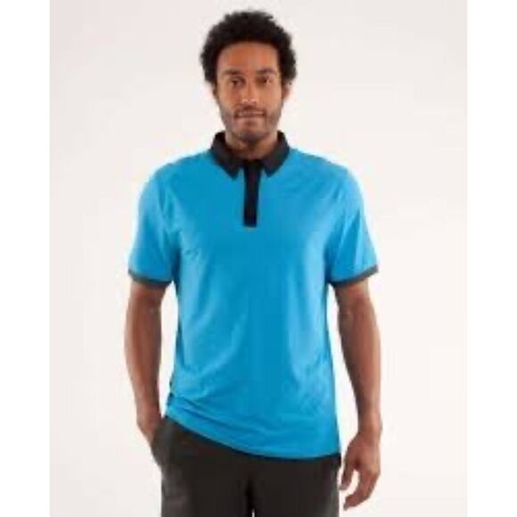 Lululemon Men's Precision Polo Shirt Golf Tennis Beach Blanket Blue XL - Picture 2 of 5